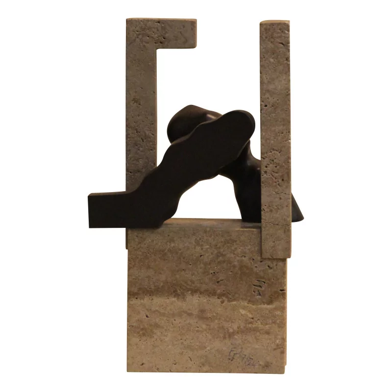 Skulptur aus Stein und Metall „Open Space“ signiert Fred … - Moinat - Dekorationszubehör