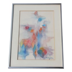 Abstraktes Aquarell. Unleserliche Unterschrift.