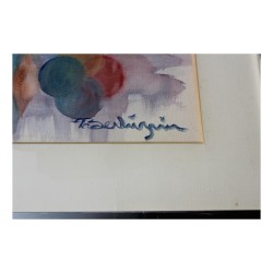 Abstraktes Aquarell. Unleserliche Unterschrift.