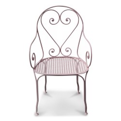 Fauteuil modèle Vichy en fer forgé avec assise en tôle