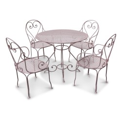 Fauteuil modèle Vichy en fer forgé avec assise en tôle