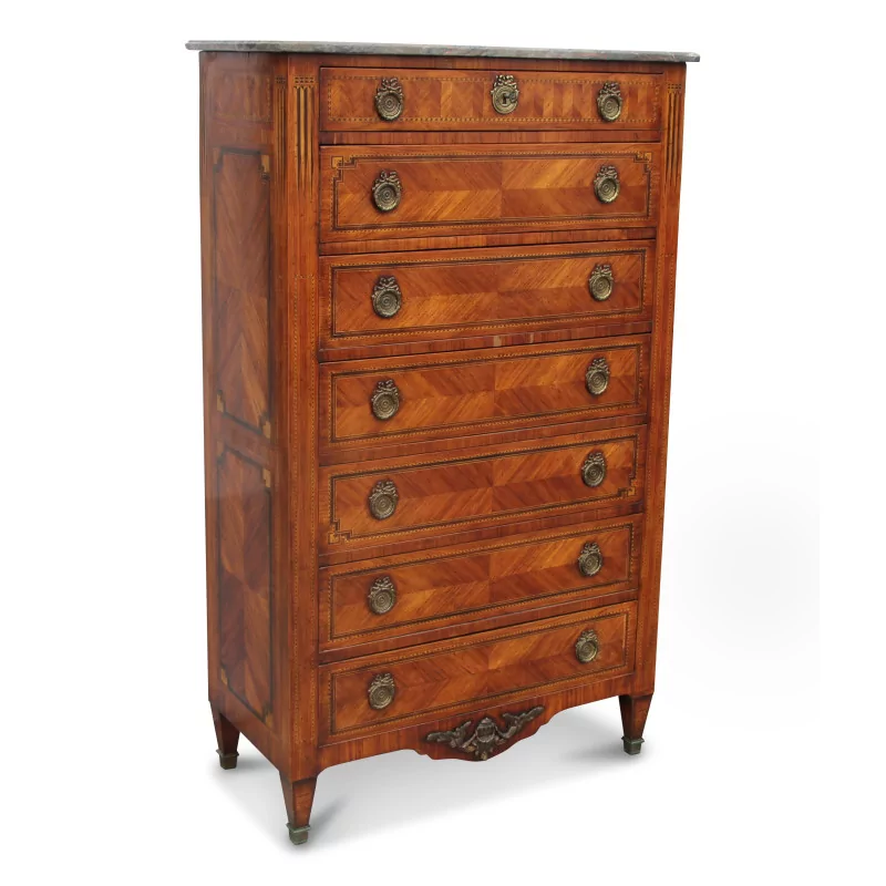 Louis XVI style semainier in inlaid and mounted rosewood … - Moinat - Chests of drawers, Commodes, Chifonnier, Chest of 7 drawers