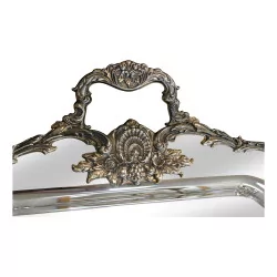 Richly decorated silver metal tray.