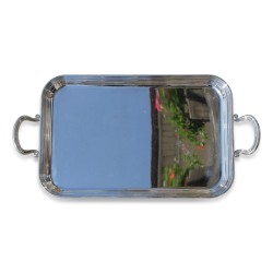 silbernes Metalltablett.