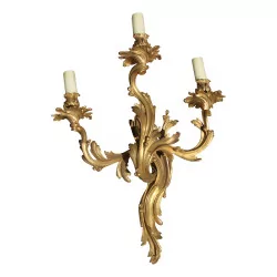Набор из 6 настенных светильников в стиле барокко в стиле Людовика XV из позолоченной бронзы. …