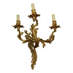 Набор из 6 настенных светильников в стиле барокко в стиле Людовика XV из позолоченной бронзы. …