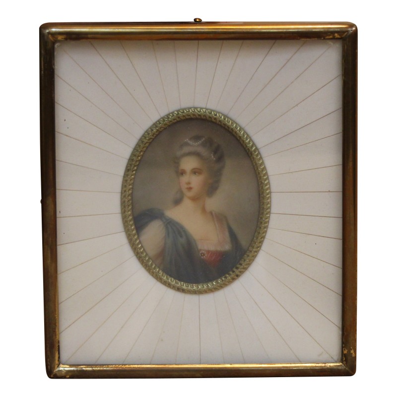 Miniatur einer Frau mit Elfenbein- und Messingrahmen. - Moinat - Miniaturen – Medallions Miniatur einer Frau mit Elfenbein- und Messingrahmen. - Moinat - Miniaturen – Medallions