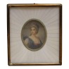 Miniatur einer Frau mit Elfenbein- und Messingrahmen. - Moinat - Miniaturen – Medallions