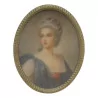 Miniature of a woman with an ivory and brass frame. - Moinat - Miniature – Medallions