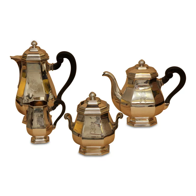 Art Deco silver 800 tea service consisting of a teapot … - Moinat - Silverware