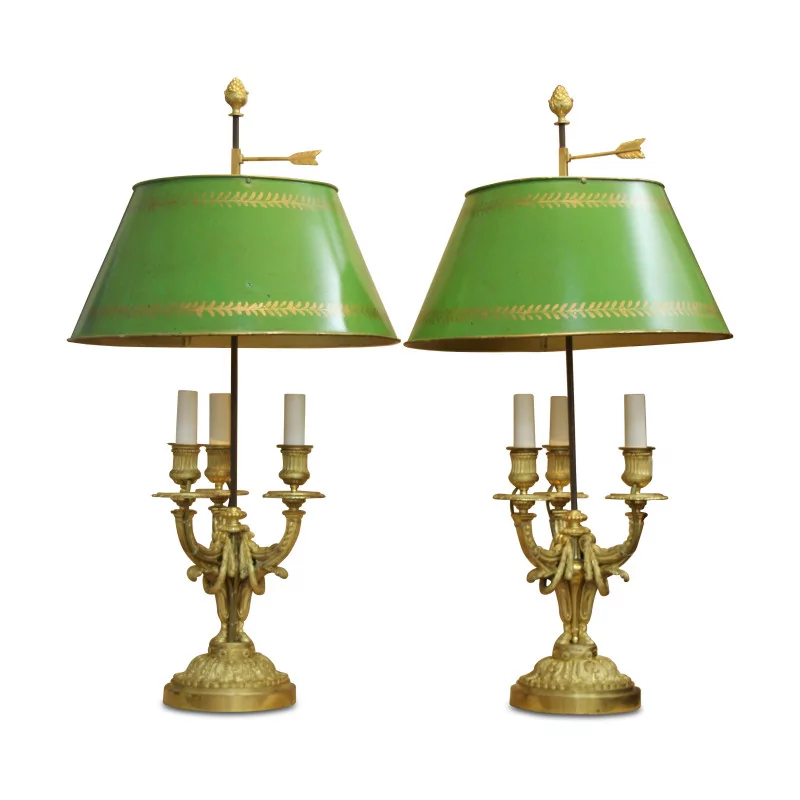 Pair of Louis XVI style candelabra after a model of … - Moinat - Table lamps