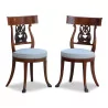 Pair of Empire style chairs in beech and mahogany, dragons … - Moinat - Chairs