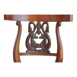 Pair of Empire style chairs in beech and mahogany, dragons …