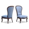 Pair of Napoleon III Louis Philippe low chairs in walnut, - Moinat - Armchairs