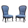 Pair of Napoleon III Louis Philippe low chairs in walnut, - Moinat - Armchairs