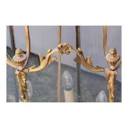 Laterne im Louis XV-Stil aus vergoldeter und ziselierter Bronze mit 5 …
