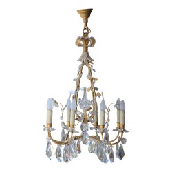 Lustre signé Bagues décoré de cristaux à facettes, flèche au …