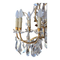 Lustre signé Bagues décoré de cristaux à facettes, flèche au …