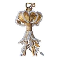 Lustre signé Bagues décoré de cristaux à facettes, flèche au …