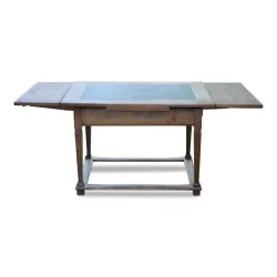 张路易十六胡桃木桌，石板桌面，桌腿……