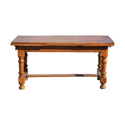 Louis III table in walnut and oak wood top with 2
