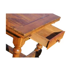 Louis III-Tisch aus Walnuss- und Eichenholzplatte mit 2