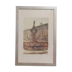 Lithographie de l'aquarelle “XV. La Fontaine du bas” 1986 de …