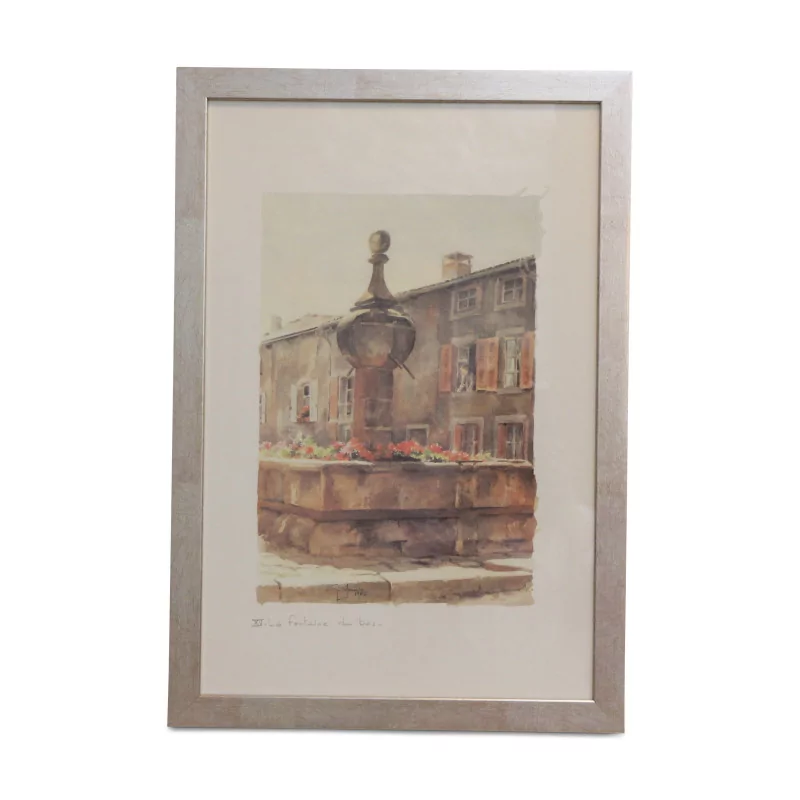 Lithograph of the watercolor “XV. The Lower Fountain” 1986 by … - Moinat - Painting - Miscellaneous