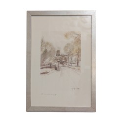 Lithographie des Aquarells „IV. Die Schneestraße“ 1983 von …