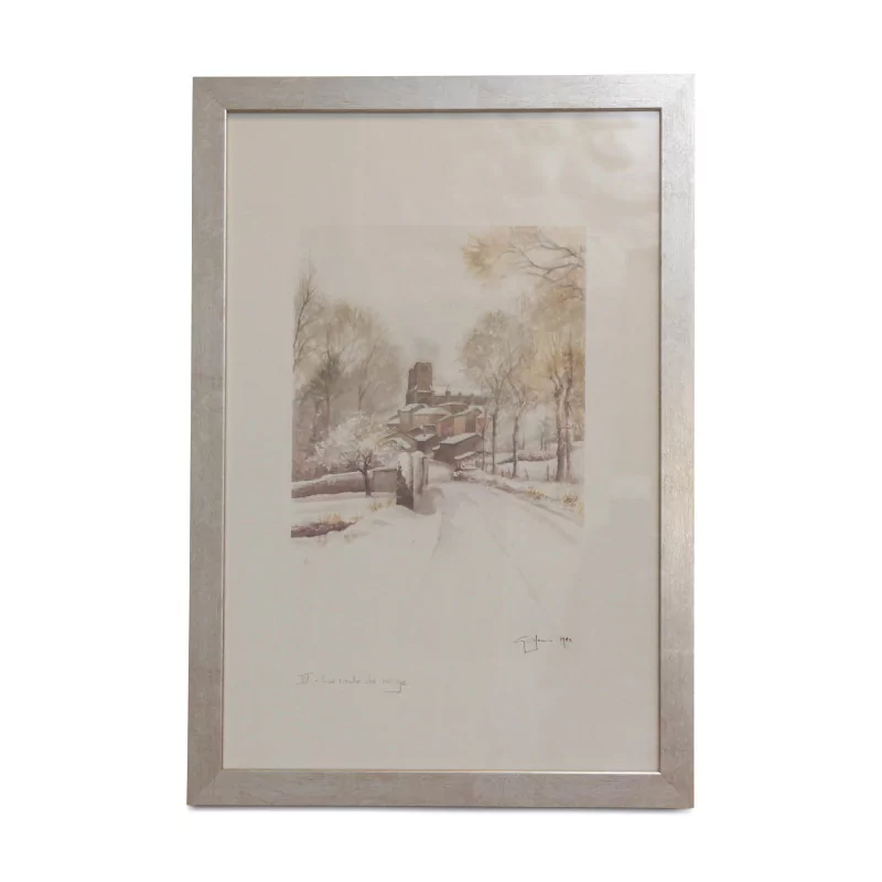 Lithograph of the watercolor “IV. The Snow Road” 1983 by … - Moinat - Painting - Miscellaneous