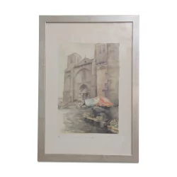 Lithograph of the watercolor “IX. The last hawker under the …