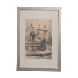 Lithographie des Aquarells „XXII. Der Brunnen auf dem Platz“…