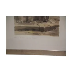 Lithograph of the watercolor “XXII. The fountain in the square”…