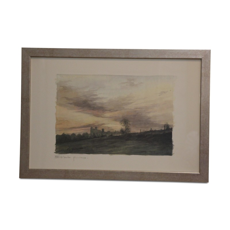 Lithographie de l'aquarelle “XXI. L'aube pluvieuse” 1985 de … - Moinat - Tableaux - Divers Lithographie de l'aquarelle “XXI. L'aube pluvieuse” 1985 de … - Moinat - Tableaux - Divers