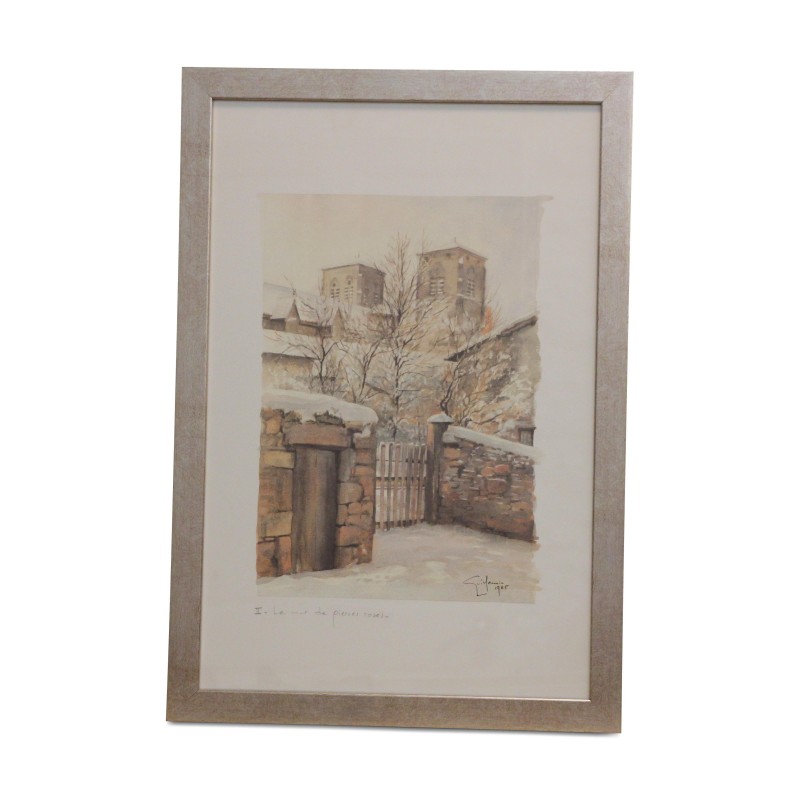 Lithograph of the watercolor “II. The pink stone wall” 1985 … - Moinat - Painting - Miscellaneous Lithograph of the watercolor “II. The pink stone wall” 1985 … - Moinat - Painting - Miscellaneous