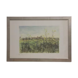 水彩版画“XII.在草地上”，皮埃尔 1986 年……