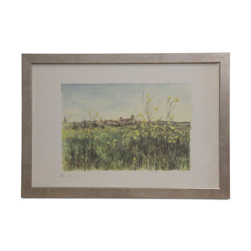 水彩版画“XII.在草地上”，皮埃尔 1986 年…… - Moinat - 画 - 各种的