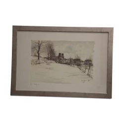 Lithograph of the watercolor \"I. Silence\" 1985 by Pierre