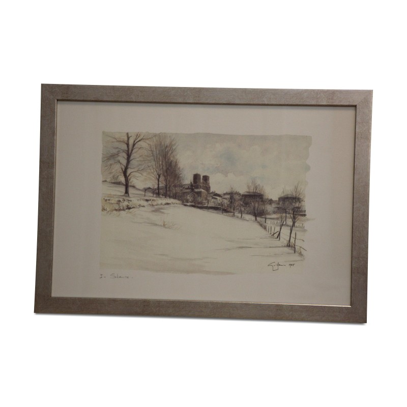 Lithograph of the watercolor \"I. Silence\" 1985 by Pierre - Moinat - Painting - Miscellaneous Lithograph of the watercolor \"I. Silence\" 1985 by Pierre - Moinat - Painting - Miscellaneous