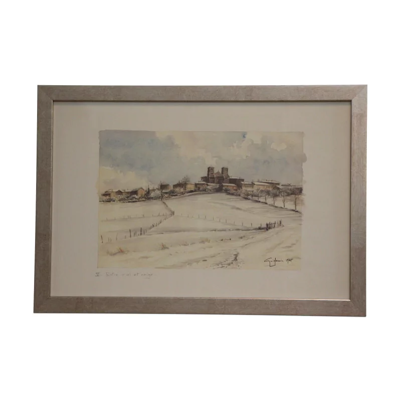 Lithograph of the watercolor “V. Between sky and snow” 1985 by … - Moinat - Painting - Miscellaneous