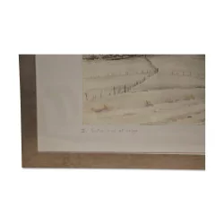 Lithographie des Aquarells „V. Zwischen Himmel und Schnee“ 1985 von …