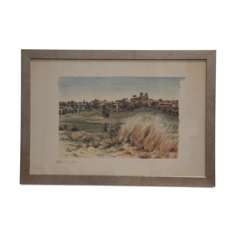 Lithograph of the watercolor “XVII. The dry summer” 1986 by Pierre … - Moinat - Painting - Miscellaneous