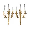 Pair of large Empire style 3-light sconces in … - Moinat - Wall lights, Sconces