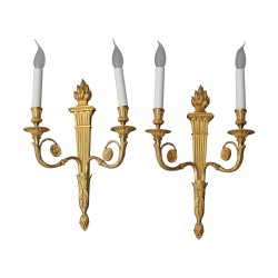 Paire de grandes appliques de style Empire 2 lumières en …