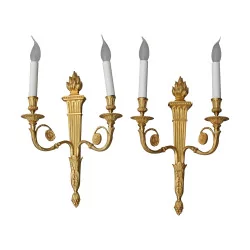 Pair of large Empire style 2-light sconces in …