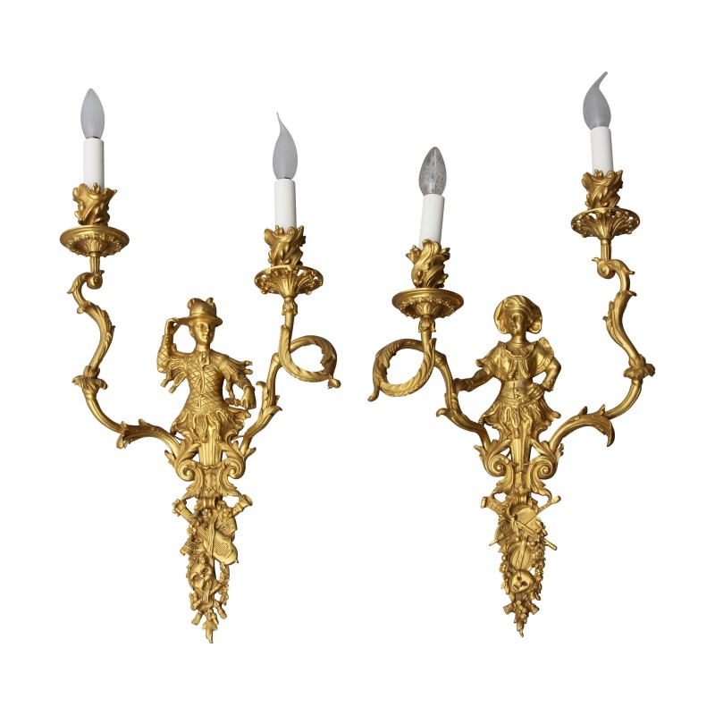 Pair of large Louis XV style wall lights with 2 lights in … - Moinat - Wall lights, Sconces Pair of large Louis XV style wall lights with 2 lights in … - Moinat - Wall lights, Sconces