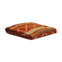 Plaid "Oasis" de Loro Piana colori piment doux et gris.