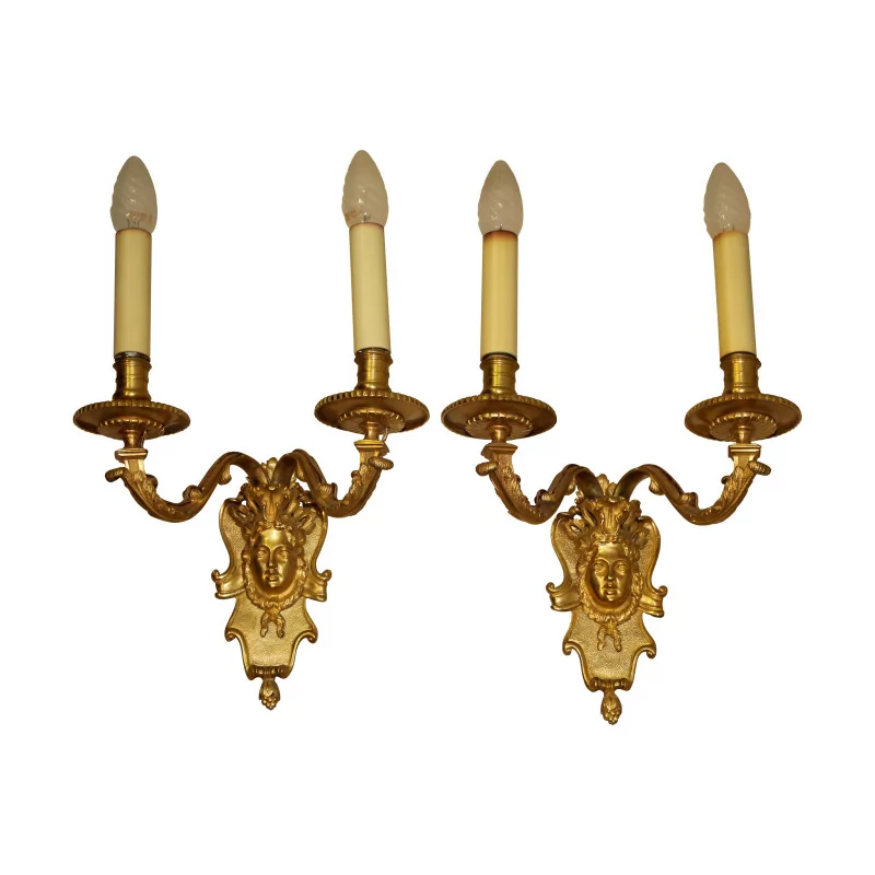 пара бра Mascaron в стиле Людовика XIV с 2 светильниками… - Moinat - Бра (настенные светильники)