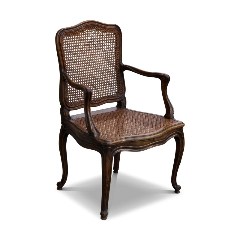 Fauteuil de style Louis XV, canné et mouluré. - Moinat - Fauteuils Fauteuil de style Louis XV, canné et mouluré. - Moinat - Fauteuils