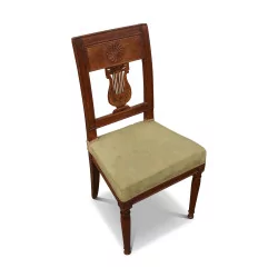 Chaise à palmette Directoire, hêtre, recouverte de tissu à …